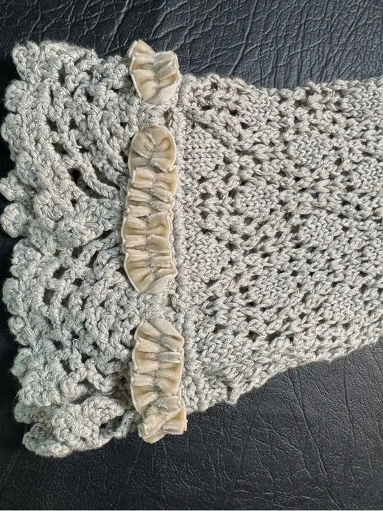 Y2K Express Crochet Lace Cardigan Ruffle Trim Festival Fairycore Boho Shrug S - Picture 8 of 10